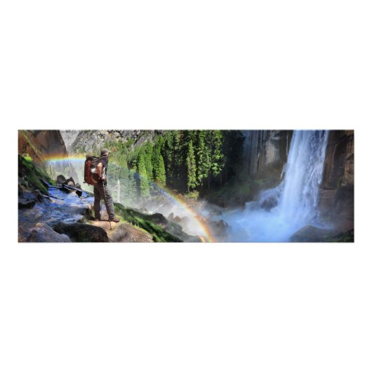 Detail: Vernal Fall Hiker und Regenbogen - Yosemit Fotodruck (Vorne)