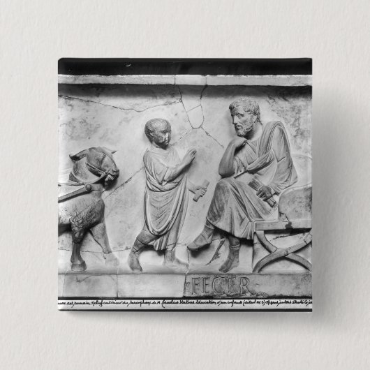 Detail vom Sarkophag von Cornelius Button (Vorderseite)
