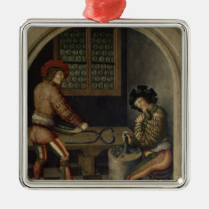 Detail von Bergbau-Landschaft, 1521 Silbernes Ornament