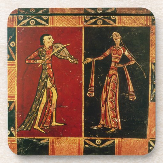 Detail von einem Hochzeitskasten, der einen Getränkeuntersetzer (Vorderseite)