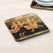 Detail von einem Hochzeitskasten, der Soldaten goi Getränkeuntersetzer (Linke Seite)