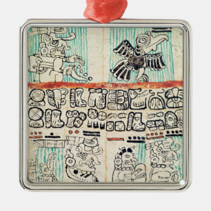 Detail von einem Mayakodex Silbernes Ornament