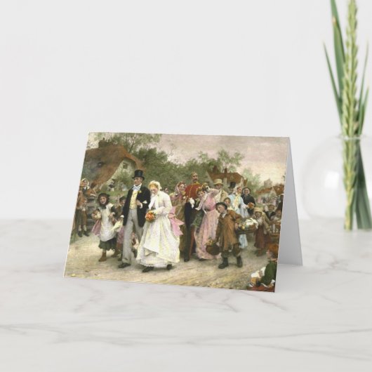 Detail von einer Dorf-Hochzeit durch Luke Fildes Karte (Vorderseite)