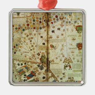 Detail von einer katalanischen Weltkarte Silbernes Ornament