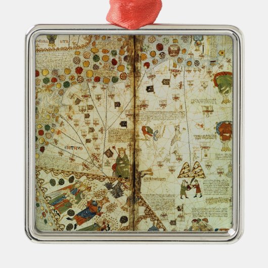 Detail von einer katalanischen Weltkarte Silbernes Ornament (Vorne)