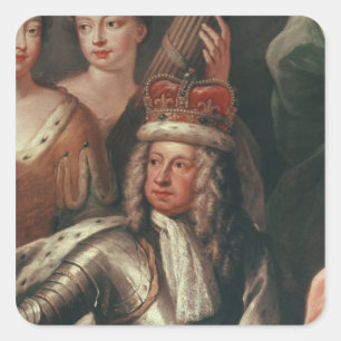 Detail von George I aus der bemalten Halle Quadratischer Aufkleber