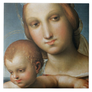 Detail von <Virgin and Child> Zugeschrieben Rapha Fliese