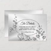 Detail Wedding Silver Shiny Hearts Elegant Begleitkarte (Vorne/Hinten)