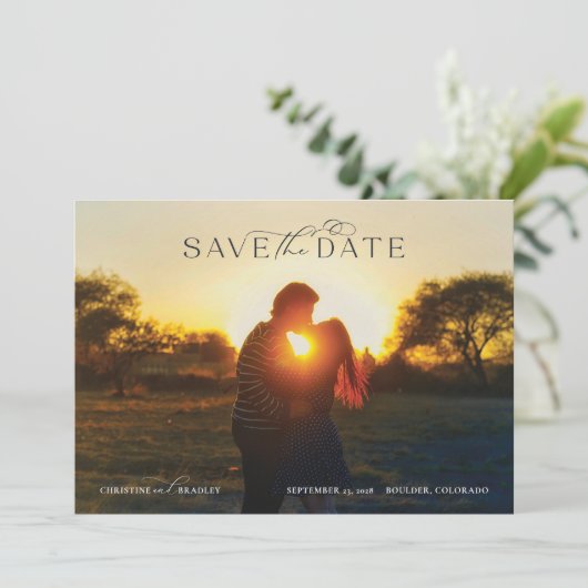 Detail zum hübschen Skripttyp Vollständiges Foto S Save The Date (Stehend Vorderseite)