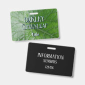 Detailansicht der Vene mit grünem Individuelle Nam Ausweis (Vorder- & Rückseite)