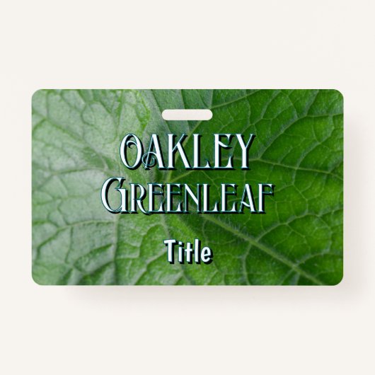 Detailansicht der Vene mit grünem Individuelle Nam Ausweis (Vorderseite)