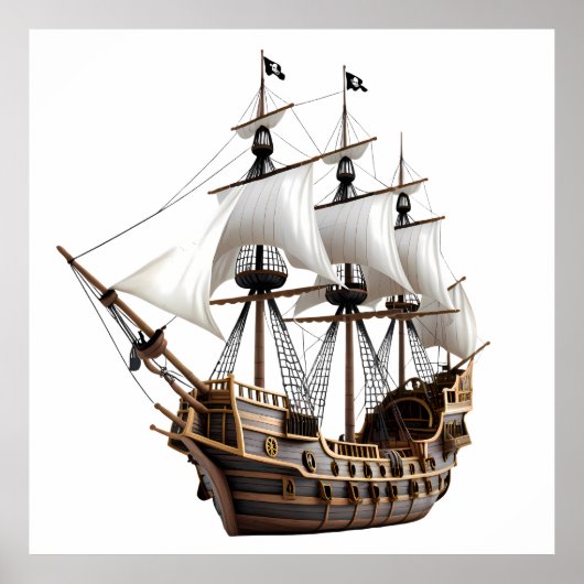 Detailed 3D Rendering of a Pirate Ship Poster (Vorne)