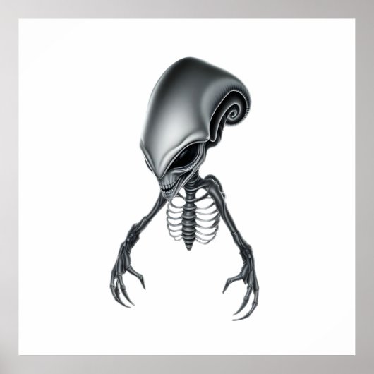 Detailed Alien with Visible Skeletal Structure Poster (Vorne)
