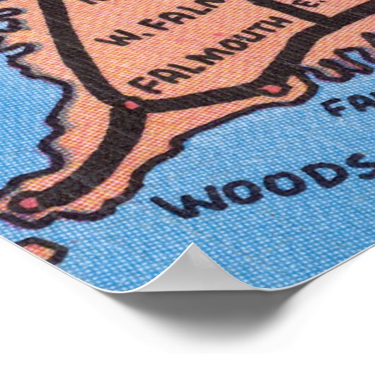 Detailed Auto Map of Cape Cod Poster (Ecke)