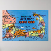 Detailed Auto Map of Cape Cod Poster (Vorne)