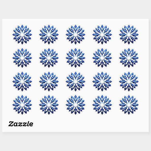 Detailed Blue Snowflake Runder Aufkleber (Blatt)