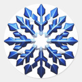 Detailed Blue Snowflake Runder Aufkleber (Vorderseite)