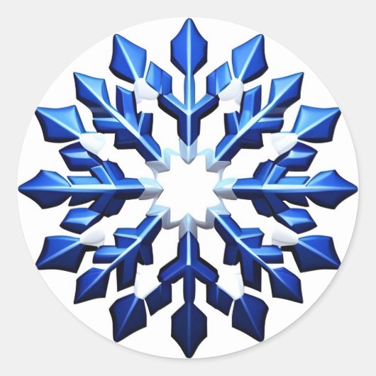Detailed Blue Snowflake Runder Aufkleber (Vorderseite)