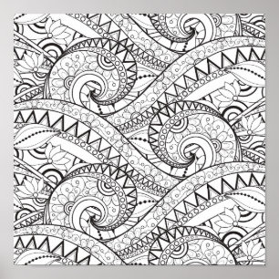 Detailed Floral Pattern Doodle 2 Poster