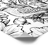Detailed Folk Flora Scroll Decoupage Template Line Poster (Ecke)