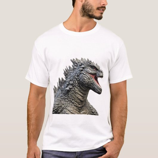 Detailed Head of Roaring Godzilla Monster T-Shirt (Vorderseite)