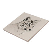 Detailed Lynx Portrait Line Art Fliese (Seite)