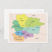 Detailed map of Andorra Regions Postkarte (Vorne/Hinten)
