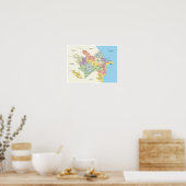Detailed Map of Azerbaijan Regions Poster (Küche)