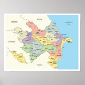 Detailed Map of Azerbaijan Regions Poster (Vorne)