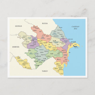 Detailed map of Azerbaijan Regions Postkarte