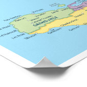 Detailed Map of Haiti Regions Poster (Ecke)