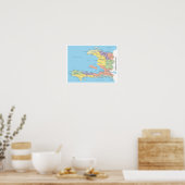 Detailed Map of Haiti Regions Poster (Küche)