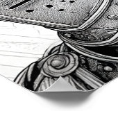 Detailed Medieval Knight Helmet Coloring Page Poster (Ecke)