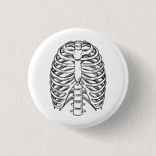 Detailed Rib Cage Anatomy Line Art Button (Vorderseite)