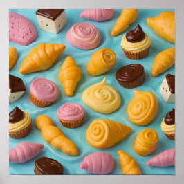 Detailed Undulating Pastry Wallpaper and Art Print Poster