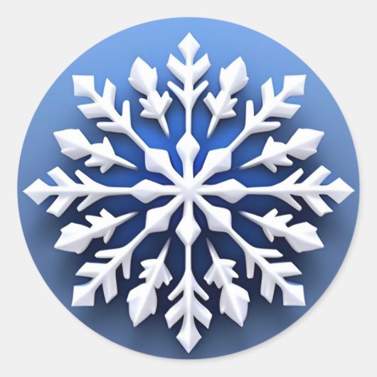 Detailed White Snowflake Design Runder Aufkleber (Vorderseite)