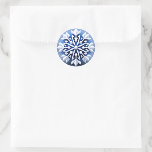 Detailed White Snowflake Design Runder Aufkleber (Tasche)