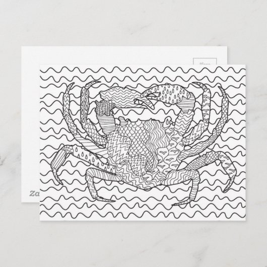 Detailierte Seekrabbe Doodle Postkarte (Vorne/Hinten)