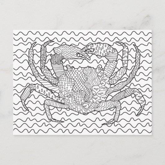Detailierte Seekrabbe Doodle Postkarte (Vorderseite)