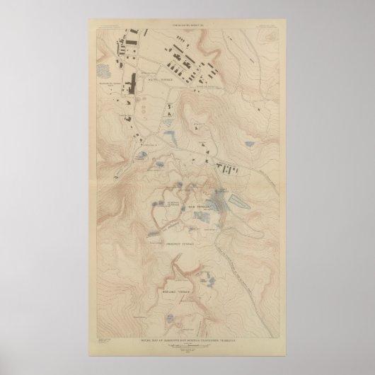 Detailkarte der Mammoth Hot Springs Poster (Vorne)