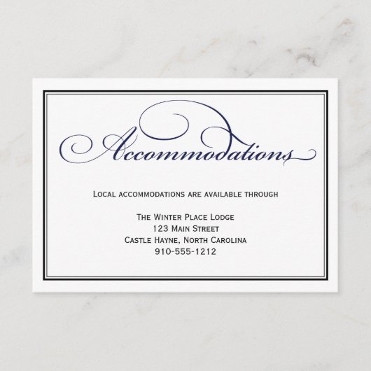 Detailkarte für blaue Hochzeitsunterkünfte der Mar Begleitkarte (Vorderseite)