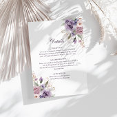 Detailkarte für Boho Mave und Lilac Floral Wedding Einladung