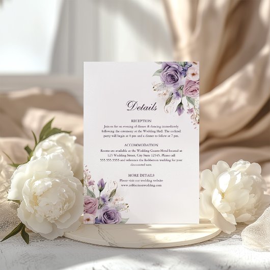 Detailkarte für Boho Mave und Lilac Floral Wedding Einladung