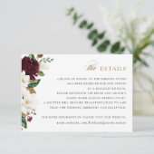 Detailkarte für das florale Burgundy White Magnoli Einladung (Stehend Vorderseite)