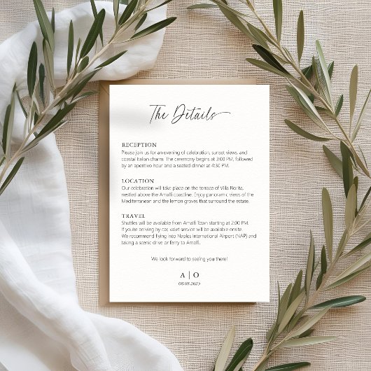 Detailkarte für die Einladung zum Hochzeitsfeiern