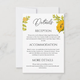 Detailkarte für die Hochzeitsangabe der Gelbblüte Dankeskarte