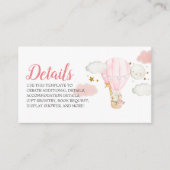 Detailkarte für die rosa Heißluftballon-Tiere Begleitkarte (Vorderseite)