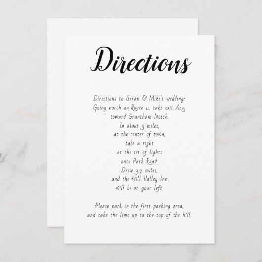 Detailkarte für einfache Weiße Ereignisrichtungen Begleitkarte (Vorne/Hinten)