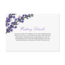 Detailkarte für elegante Lila Lavendel-Empfang