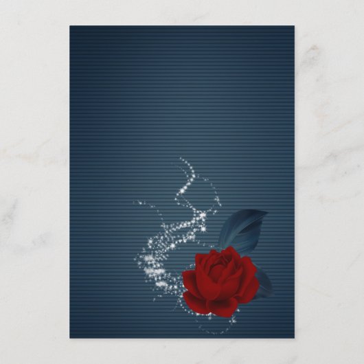 Detailkarte für elegante Marine- und Rote Blume Begleitkarte (Rückseite)